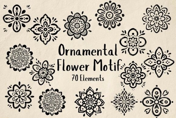 70 Elegant SVG Ornamental Flower Motifs for Crafts & Graphics