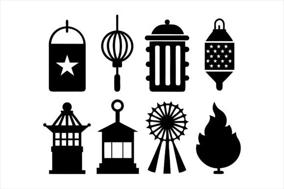 American Lantern Silhouette Graphics & Mockups