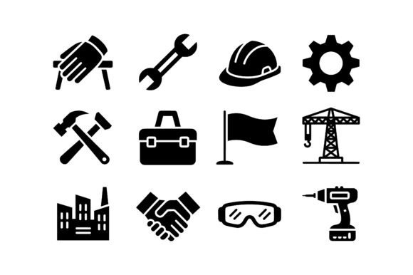 Construction Building Icon Set EPS: Graphics & Icons