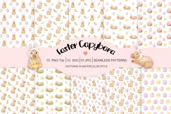 Cute Easter Capybara Watercolor Patterns Review