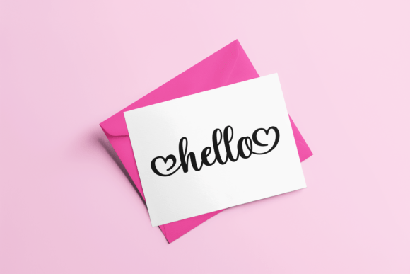 Cute Hello Hearts Lettering Text for Crafts & Graphics