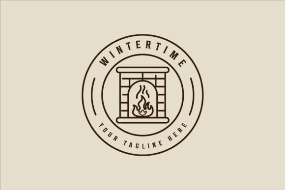Fireplace Logo Vector Line Graphics & Logos