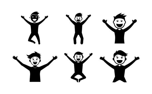 Happy Excited Man Silhouette Bundle: Graphics & Print Materials Mockups