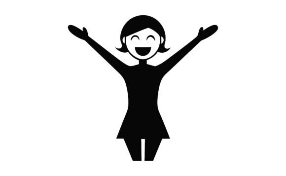 Happy Excited Mood Silhouette Icon: Freebies Graphics