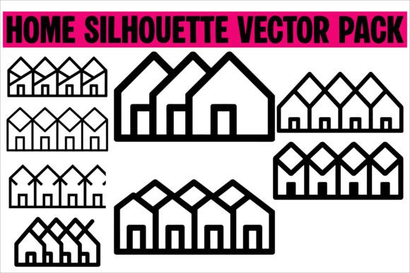 House Icons Black Silhouette Vector Set7 for Crafts & Graphics