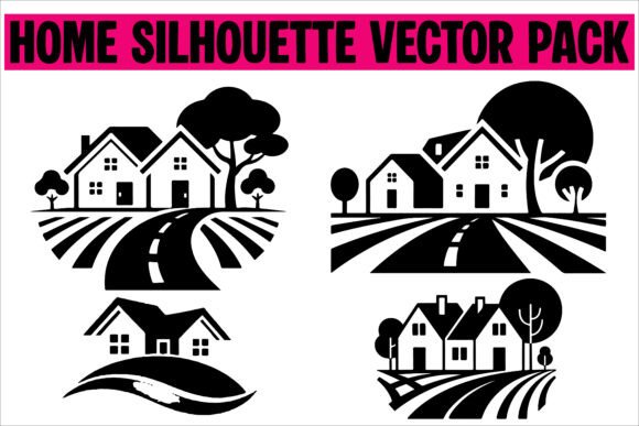 House Icons Silhouette Vector Set: Graphics for Crafts