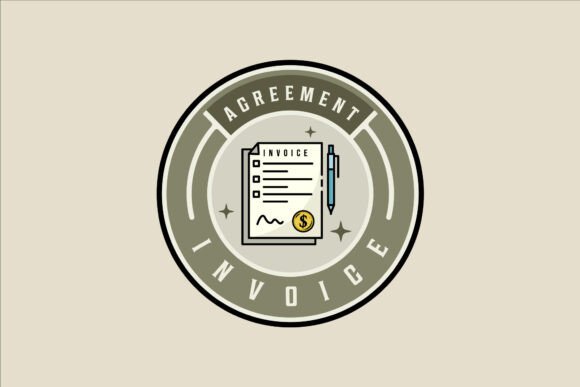 Invoice Emblem Logo Vector Color: Graphics & Logos
