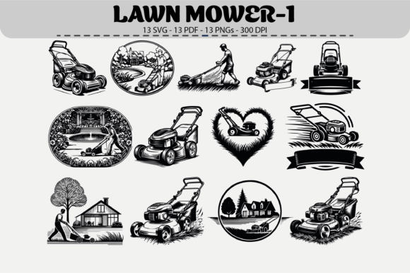 Lawn Mower Clipart: 13 Graphics & Illustrations