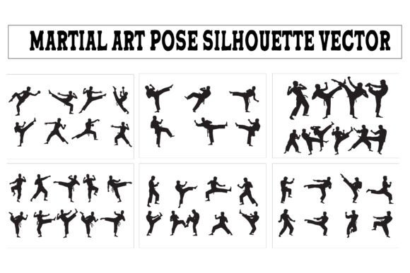 Martial Art Pose Silhouette Vector for Graphics & Crafts