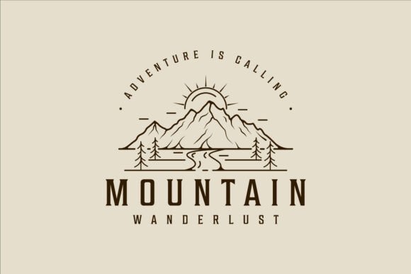 Mountain and Pines Logo Line Art Simple Graphics Review