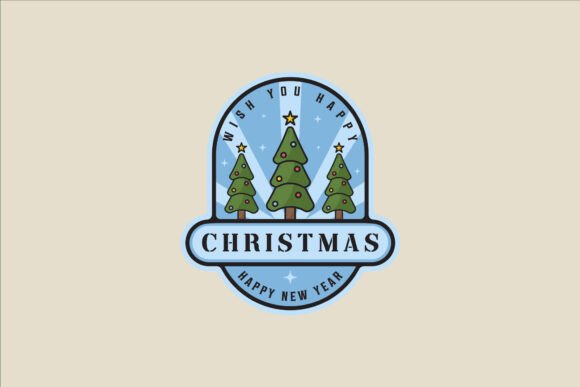 Pine Tree Christmas Emblem Logo Line Review