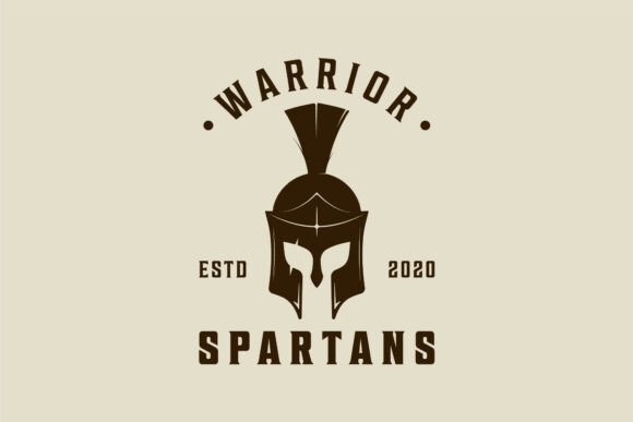 Spartan Helmet Logo Vintage Vector Graphics