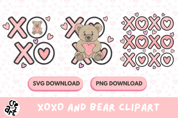 XOXO Bear Clipart: Cute Graphics & Illustrations